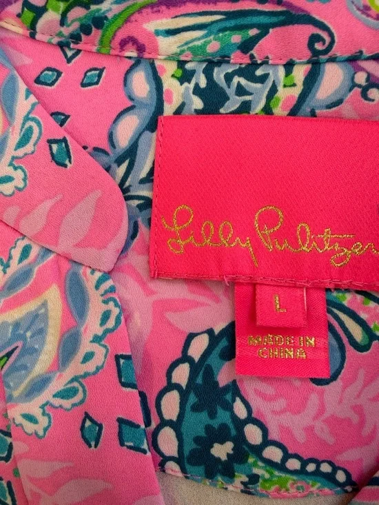 Lilly Pulitzer  large plumeria Pink strut your stuff winona long sleeve dress. - Picture 7 of 11